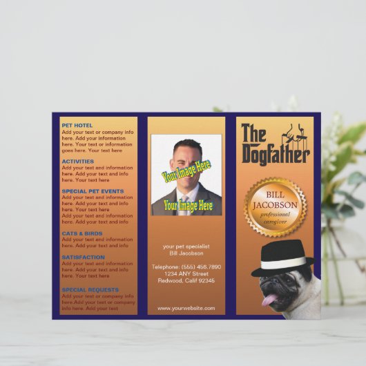 Dogfather satirische grap brochure (Staand voorkant)