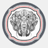 Dogge Tattoo Stil Ronde Sticker (Voorkant)
