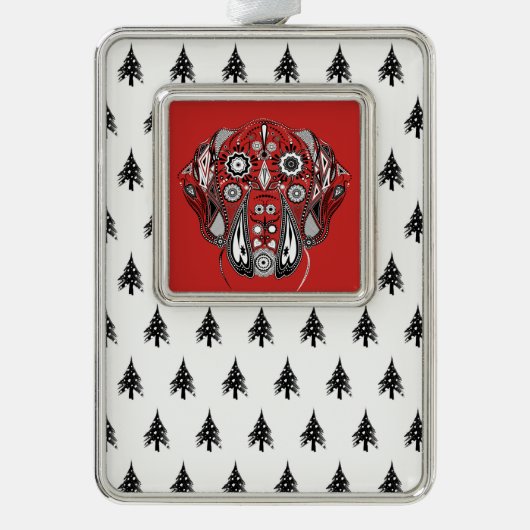 Doggen Weihnachtsanhänger Verzilverd Omlijst Ornament (Voorkant)