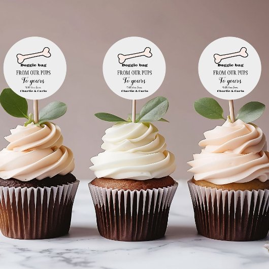 Doggie Bag Dog Treat Bruiloft Favor Bag Ronde Sticker
