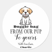 Doggie Bag Dog Treat Bruiloft Favor Bag Ronde Sticker (Voorkant)