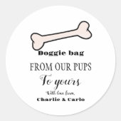 Doggie Bag Dog Treat Bruiloft Favor Bag Ronde Sticker (Voorkant)