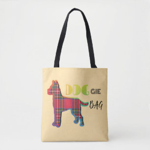 Doggie Bag Red Plaid Bleek Yellow Canvas tas