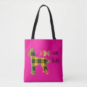 Doggie Bag Yellow Plaid Hot Pink Canvas tas (Voorkant)