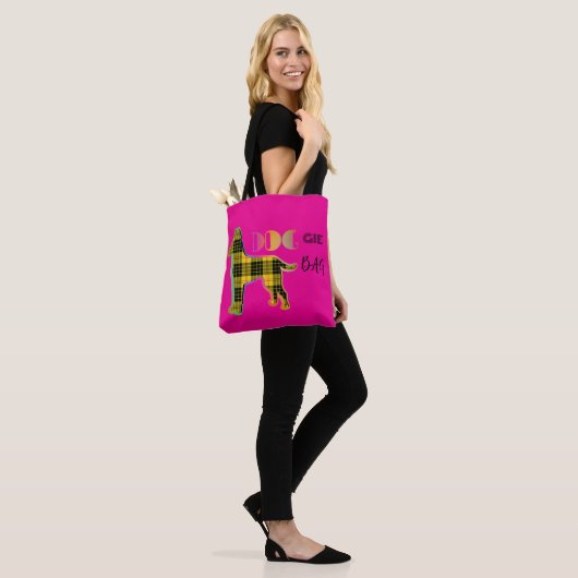 Doggie Bag Yellow Plaid Hot Pink Canvas tas (Op model)
