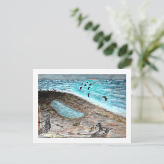 Doggie Beach Party Briefkaart (Staand voorkant)