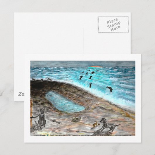 Doggie Beach Party Briefkaart (Voorkant / Achterkant)