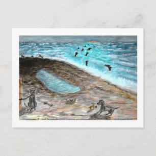 Doggie Beach Party-Briefkaart Briefkaart