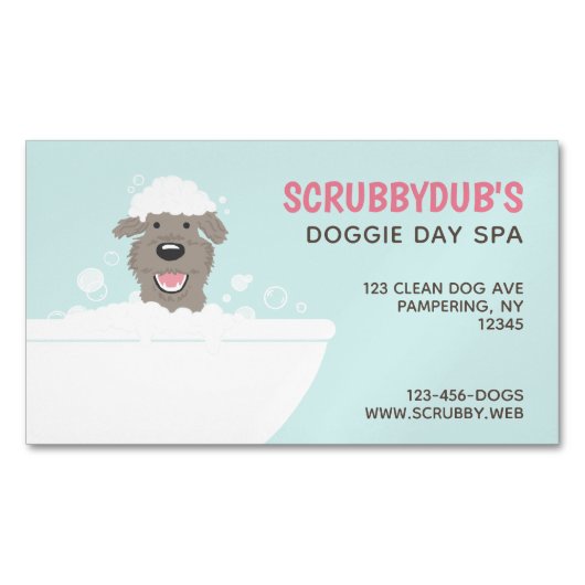 Doggie Bubble Bath | Leuke huisdierverzorger | Hon Magnetisch Visitekaartje (Voorkant)
