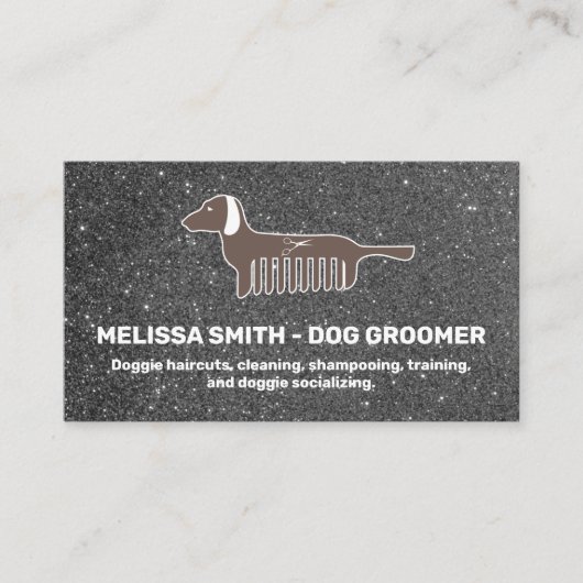 Doggie Comb | Glitter Afsprakenkaartje (Voorkant)