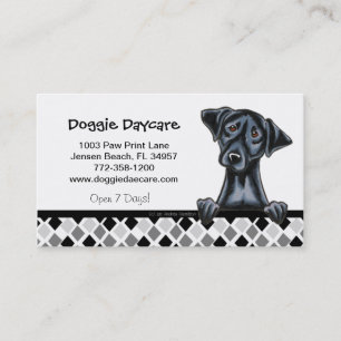 Doggie Daycare Dog Business Black Lab Visitekaartje