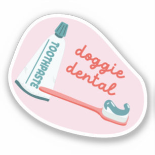 "Doggie Dental" hondenverzorging herinnering roze Sticker