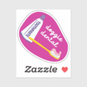 "Doggie Dental" hondenverzorging herinnering roze  Sticker (Vel)