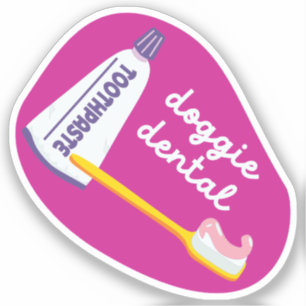"Doggie Dental" hondenverzorging herinnering roze  Sticker