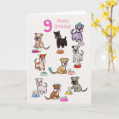 Doggie Diners Birthday negen jaar oud Kaart (Gele Bloem)