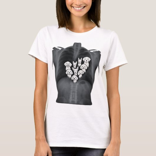 Doggie Heart X-Ray - Grappig Hondenliefhebber Desi T-shirt (Voorkant)