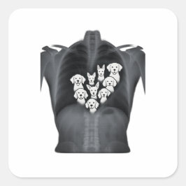 Doggie Heart X-Ray - Grappig Hondenliefhebber Desi Vierkante Sticker