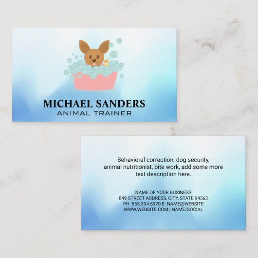 Doggie in Bubble Bath Visitekaartje (Voorkant / Achterkant)