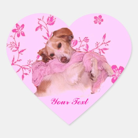 Doggie in Roze Heart Sticker (Voorkant)