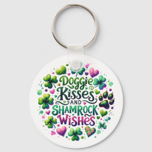 Doggie Kiss en Shamrock wensen Sleutelhanger