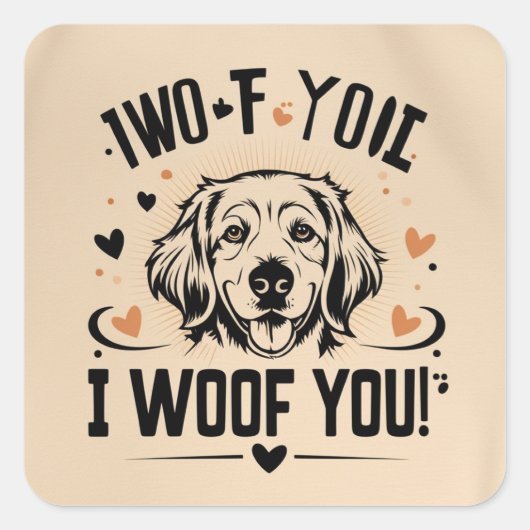 Doggie Love Note Vierkante Sticker (Voorkant)