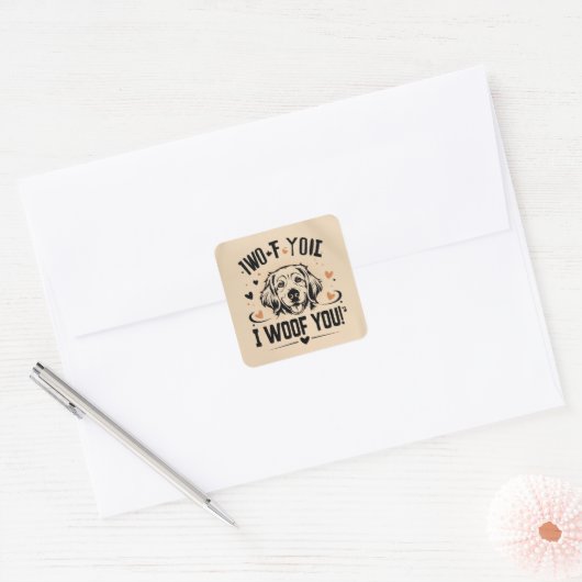 Doggie Love Note Vierkante Sticker (Envelop)