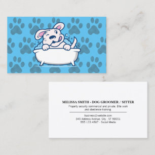 Doggie Paws Pattern   Hond in Bathtub Visitekaartje