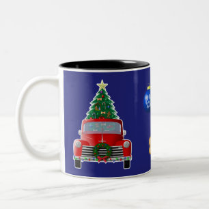 Doggie Treat Christmas Tree Little Red Truck Tweekleurige Koffiemok