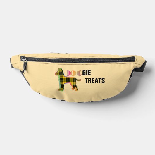 Doggie Treats Logo Novelty Yellow Plaid LT Yellow Heuptasje (Liggend)