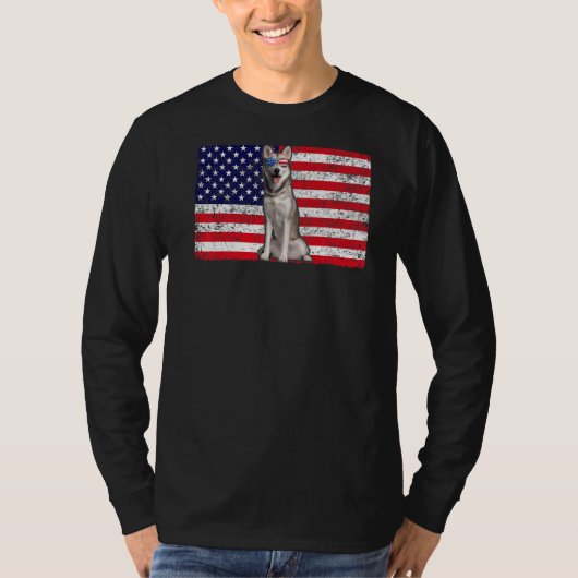 Doggie Usa Dog Eigenaar Usa Siberian Husky Usa Vla T-shirt (Voorkant)