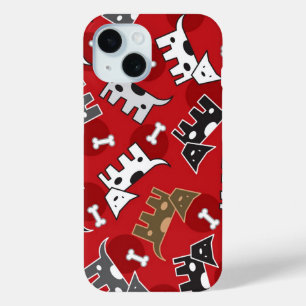 Doggies & Botten Puppy Cute Fun Red iPhone 15 Case