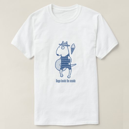 Doggo beside the seaside: Blue T-shirt (Design voorkant)