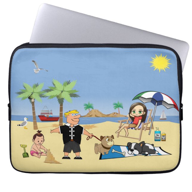 Doggone Beach Laptop Sleeve (Voorkant)