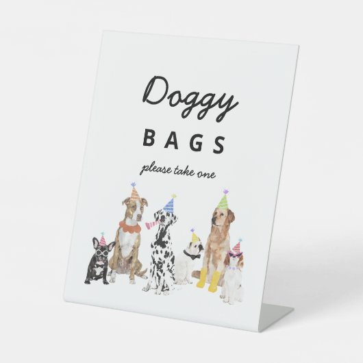 Doggy Bags Dog Birthday Favors Sign Reclamebord Met Voetstuk (Voorkant)