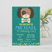 Doggy Birthday Invite (jongens) Kaart (Staand voorkant)