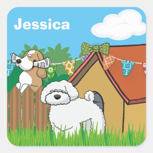 Doggy-buren Vierkante Sticker (Voorkant)