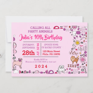 Doggy Dog Birthday Party Puppy Invitation Kaart
