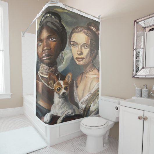 Doggy en de dames douchegordijn (In situ)