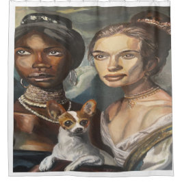 Doggy en de dames douchegordijn