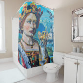 Doggy en de koningin douchegordijn (In situ)