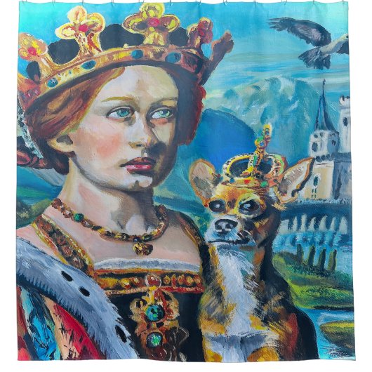 Doggy en de koningin douchegordijn (Voorkant)