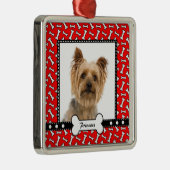 Doggy Gift - Kerstmis Bone Red Photo Template Metalen Ornament (Rechts)
