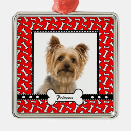 Doggy Gift - Kerstmis Bone Red Photo Template Metalen Ornament