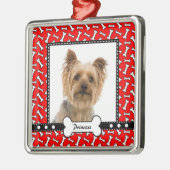 Doggy Gift - Kerstmis Bone Red Photo Template Metalen Ornament (Links)