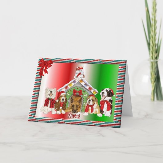 Doggy Kerstmis Feestdagen Kaart (Voorkant)