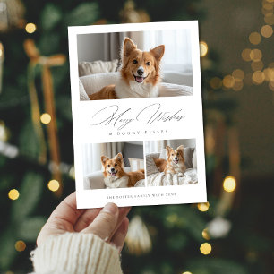 Doggy Kisses Funny Dog 3 Foto Moderne Kerstmis Feestdagenkaart