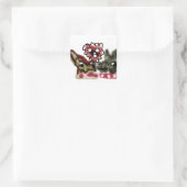 doggy love valentijn vierkante sticker (Tas)