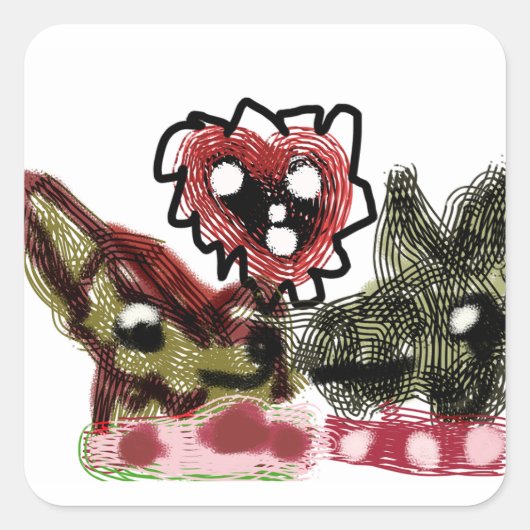 doggy love valentijn vierkante sticker (Voorkant)