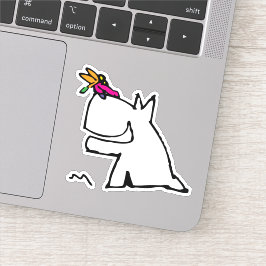 Doggy met Dragonfly Doodle Sticker