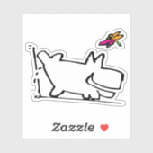 Doggy met Dragonfly geniet van P Doodle Sticker (Vel)